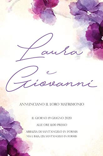 Partecipazioni matrimonio personalizzate inviti nozze fiori acquerello lilla 10 pz