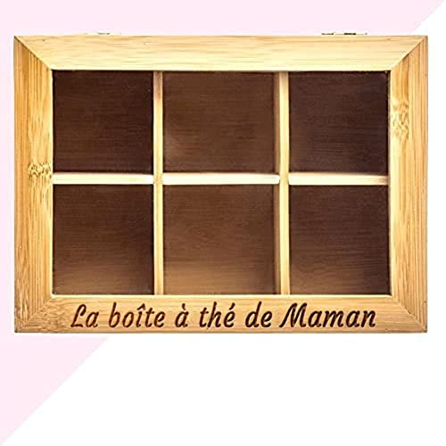 KDO MAGIC Boîte à Thé personnalisée - gravé avec Un Texte ou prénom - Rangement Sachet Tisane (Boîte à thé)