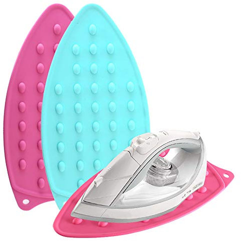 2Pack Silicone Iron Rest Mat, Thicker Series Hot Resistant Pad for Ironing Board, Portable Rubber Holder with Wall Hole