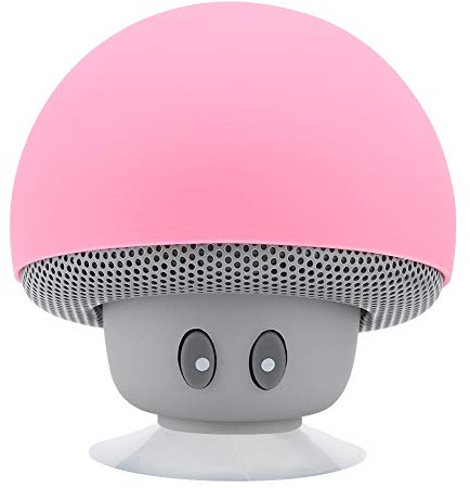 Mini Haut-parleur Bluetooth, Caisson de Basses Portable sans Fil Rose Champignon Rose Bluetooth 3.0 Haut-parleur de Charge USB avec Fonction Ventouse pour Cadeaux Maison/filles