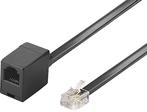 BestPlug 3 Meter Modular Telefon Kabel Verlängerung, RJ11 Stecker männlich auf RJ11 Buchse Kupplung weiblich, Schwarz