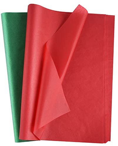 MIAHART 60 Blatt Weihnachts-Seidenpapier Bulk 50 * 35 cm Rotes und grünes Weihnachtspapier für DIY und Basteln Geschenktüten Verpackungsdekorationen (Red,Green)