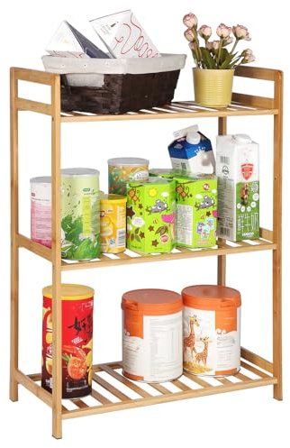PACHIRA E-Commerce 3 Ebenen Schuhregal aus Bambus 51 x 25 x 71 cm, Standregal mit Shoe Rack kleine Bambusregale für Schuhe Regal für Flur, Wohnzimmer, Schlafzimmer, Garage, Balkon