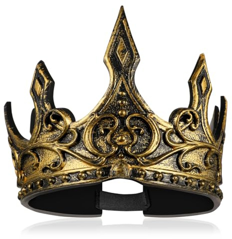 ABOOFAN Königskrone für Herren – Verstellbare Mittelalter-Krone aus PU-Schaumstoff mit, weich & bequem für Cosplay – for Halloween, Karneval, Mittelalter-Partys und Geburtstagsfeiern
