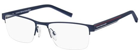 Tommy Hilfiger Brille mit Sehstärke für Herren optional mit Sonnenbrillentönung oder Blaulichtfilter, Rechteckig, gefertigt aus Metall (inklusive Brillenetui)