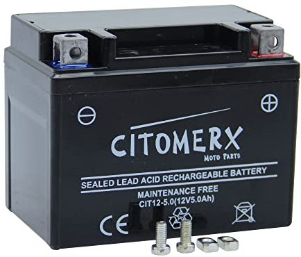 Batterie wartungsfrei 12V 5AH YB4L-B, YTX4L-BS, YT4L-B kompatibel mit Aprilia RX 50 6 Gang 2003