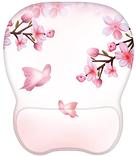 EooCoo Mouse Mat with Gel Pad Wrist Support, Gaming Mouse Pad, Butterfly | Ergonomic Mousepad, Office Accessories, Cool Touch, Smooth Tracking, Non-Slip Base, Compatibility, Portability, Washable