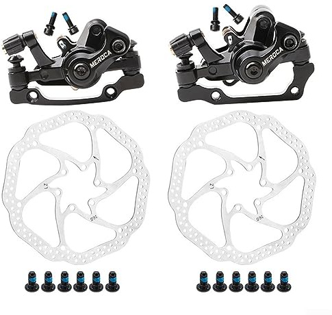 Mechanische Scheibenbremse, MTB Bremssattel, Für Rotor 160 mm, Legierung Clip, Wärmeableitung, Scheibenbremse Fahrrad, Faltrad Bremse, Aluminiumlegierungsmaterial(Vorne+Hinten mit 2PCS Rotor)