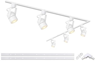 Bravsekai Kit bianco di Illuminazione a Binario GU10 Faretti LED Orientabili da Soffitto, 6 Luci, 6000K, Moderna Lampada Soffitto LED, Plafoniera LED Parete Barra Cucina
