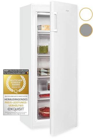 Exquisit Gefrierschrank GS230-H-040E weiss | Tiefkühlschrank Gross 168 Liter | 4* Gefrieren | Gefrierschrank Gross | Türanschlag wechselbar