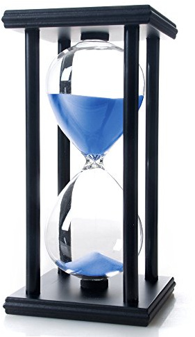 SinseD Bellaware Reloj de arena de 60 minutos, temporizador de arena de madera (azul, negro, 60 minutos)