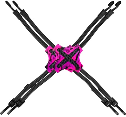 STAPLL Tack Strap 30 in. Flat Bungee Tie Down Straps, 2-Pack, Black & Pink | 4-way flat design with non-slip NBR rubber pad and hooks for motorcycles, ATVs, kayaks, bikes, camping gear and truck storage