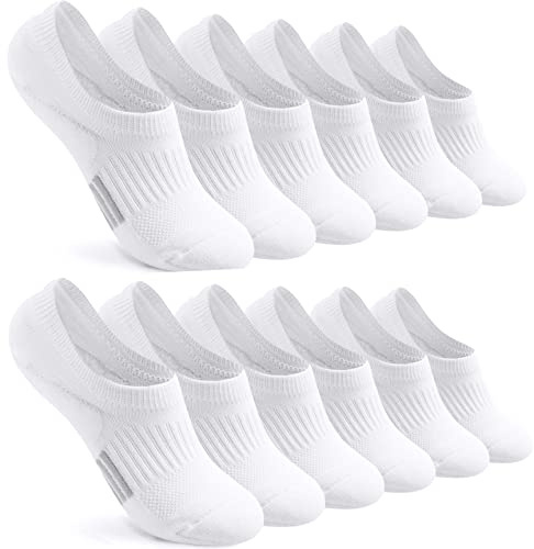 FAYBOX No Show Socks Womens Cushioned Low Cut Invisible Footies for Running Athletic Gym Ankle Socks 6 Pairs