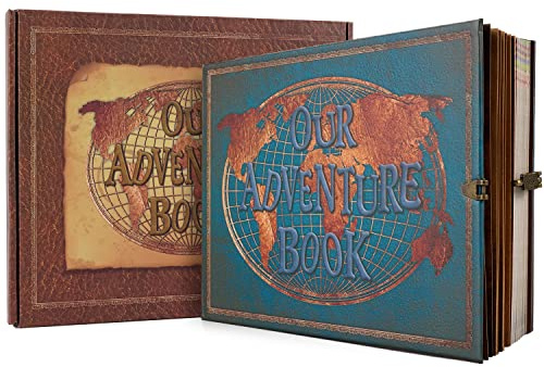 XiongXiong Our Adventure Book 180 Pages Scrapbook Photo Album,Retro Embossed Letter Leather Hardcover Travel Diary Journal Scrap Book For Couples,Memory Book For Anniversary Wedding,Mother's Day gift