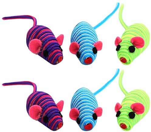 Happyyami 6pezzi Giochi Interattivi Per Gatti Di Topini Corda Elastico Colorati Giocattoli Divertenti Per Gioco e Proteggere Mobili Colori Casuali