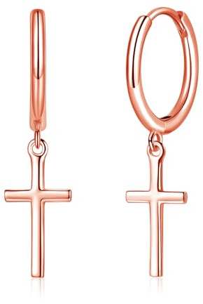 Deyanse Creolen Ohrringe Hängend für Damen, 925 Sterling Silber Kleine Runde Creolen Ohrhänger, Hypoallergen Herz kreuz Stern Anhänger Hängeohrringe, Dangle Baumeln Creolen Ohrringe mit Geschenkbox