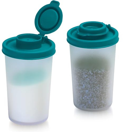 SIGNORAWARE Salz- und Pfefferstreuer, feuchtigkeitsbeständig, Set mit 2 großen Salzstreuern, für unterwegs, Camping, Picknick, Outdoor, Küche, Lunchboxen, Reisen, Gewürz-Set, transparent