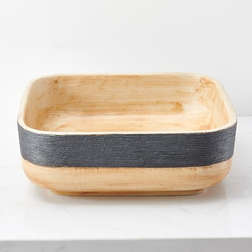 NATURFLAIR Lavabo da bagno in ceramica FCH5583 quadrato, 380 x 135 mm, fatto a mano, in ceramica quadrata…