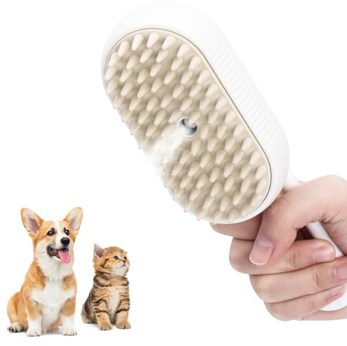 Dampfkamm für Katzen mit Griff, Massagekamm für Katzen, 3 in 1, elektrische Bürste zum Entwirren von Katzen, Reinigung von Haustierhaaren, um Verwicklungen zu vermeiden