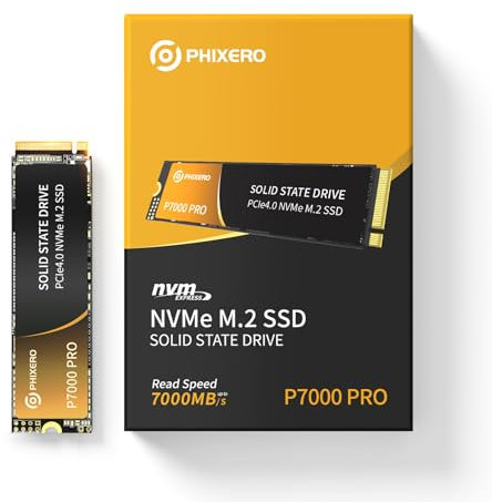 PHIXERO P7000Pro 4TB M.2 NVMe SSD - PCIe Gen4x4-7000 MB/s Lesegeschwindigkeit | Bis zu 3-mal schneller als herkömmliche SSD | Ideal für PS5, Gaming & Videobearbeitung