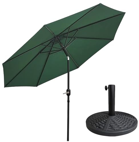 Vivo Technologies 2.7M Round Garden Parasol with Hand Crank, Tilt Function (UV 30+) Waterproof for Outdoor, Garden and Patio（Base Excludes）