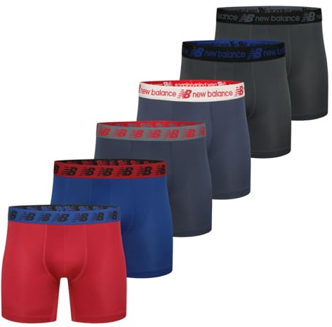New Balance Herren Men's Premium Performance Boxer Brief Retroshorts, Tm NVY/Rot/Grau/Tm Roy, X-Large