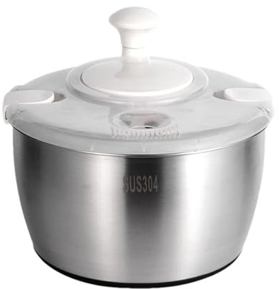 Salatschleuder, Salattrockner – große Salatschleuder, Gemüsesalat-Dörrgerät | 5L manueller rotierender Abflusskorb, Trocknerschleuder, Gemüseschleuder groß, Salatschleudergriff, Küchensalatschleuder