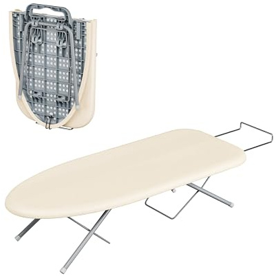 KINGRACK Tisch-Bügelbrett für Dampfbügelstation | Klappbar & Platzsparend (30.5×42cm) | Mit rutschfesten Beinen | Kompakt für Zuhause, Milchig Weiß