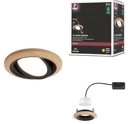 Paulmann 92238 EBL Set Lanati Coin schwenkbar LED 1x6W 470lm 230V Holz schwarz matt