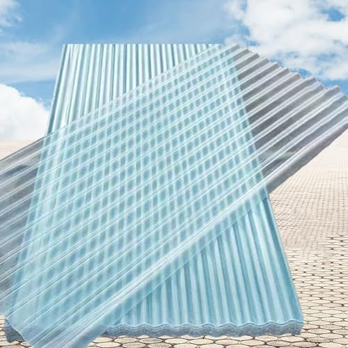 Transparente Wellplatte,2mm 6pcs FRP-Tageslichtplatten,Glasfaser-Tageslichtplatten,UV-beständige Dachplatten,UV-Beständige Gewächshausplatten,Wetterfest Dachpaneele(Wave clear,35*59in/88*150cm)