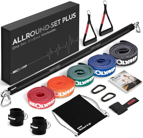 NEOLYMP Lange Fitnessbänder Stoff mit Fitness Zubehör - waschbare Resistance Bands, Widerstandsbänder, Gymnastikband, Fitnessband, Trainingsbänder, Klimmzugbänder, Krafttrainingssets