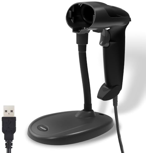 YANZEO Escáner de código de Barras 1D 2D con Soporte Ajustable, escáner de código QR, Lector de códigos de Barras USB con Sensor de Imagen CMOS y Captura automática de Pantalla