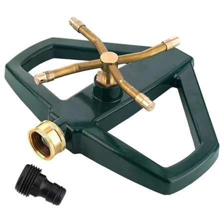 Arroseurs à pulsion en métal avec base en métal, arroseur rotatif automatique à 4 bras, arroseur à impact pulsé à 360 degrés, arroseur d'eau à impulsion robuste en alliage de zinc pour irrigation de