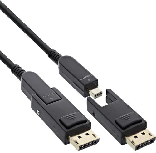 InLine Câble DisplayPort 1.4 AOC, 8 K, 4 K, 240 Hz, avec connecteurs amovibles, longueur 10 m, 17210O