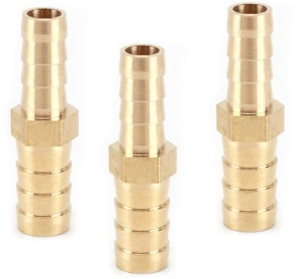 Straight Brass Barb Reducer, Brass Pipe Connector, 2-Way Hose Barb Fittings, 10mm to 8mm Pipe Reducer for Water/Gas/Oil/Air Pipe