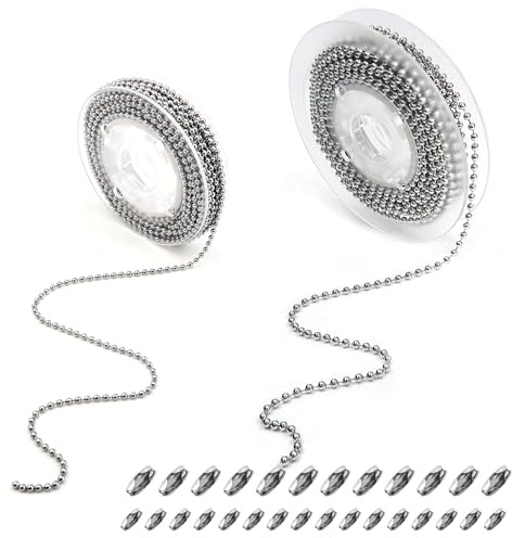 TOAOB 10M Edelstahl Kugelkette 2 mm 2.4 mm Durchmesser Silber Edelstahl Perlen Rollenkette mit 100 kugelketten Verbinder für DIY Halskette Herstellen Armbänder Schlüsselanhänger Schmuckherstellung