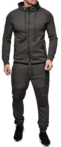 QUNERY Tute da Ginnastica da Uomo Tuta Uomo Completa Manica Lunga Cerniera Giacca & Pantaloni Set Jogging per Attività All'aperto e Uso Quotidiano