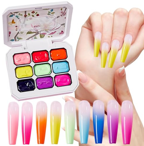 Gel-Nagellack-Palette – Gel für Maniküre Farbverlauf | Palette 9 Farben Zubehör Maniküre Design Nägel für kreative Ideen