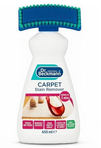 Carpet Stain Remover with Cleaning Brush 650ml – Works in 3 mins – Colour & Fabric Safe, Pet Friendly - Oxy-Powered Fast-Acting Deep Cleaner for Old Stains & Odours