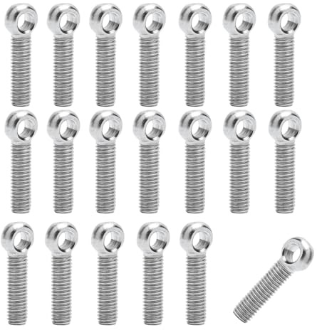 TMZELOA Tornillo de Ojo M5 x 20mm Inox A2-70 DIN444 – 20 Piezas Perno de Ojo Roscado, Tornillo de Anilla Inoxidable Alta Resistencia para Máquinas, Automóvil, Tuberías, Válvulas y Bricolaje