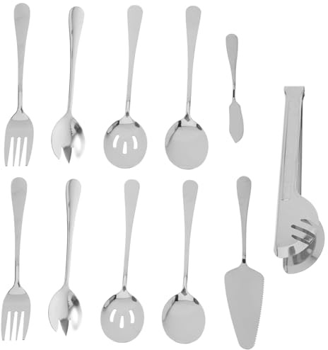 Alipis Cubiertos De Acero Inoxidable Cucharas Grandes Para Servir Tenedores y Pala Para Tartas Para Fiestas y Comida Occidental Color Plateado