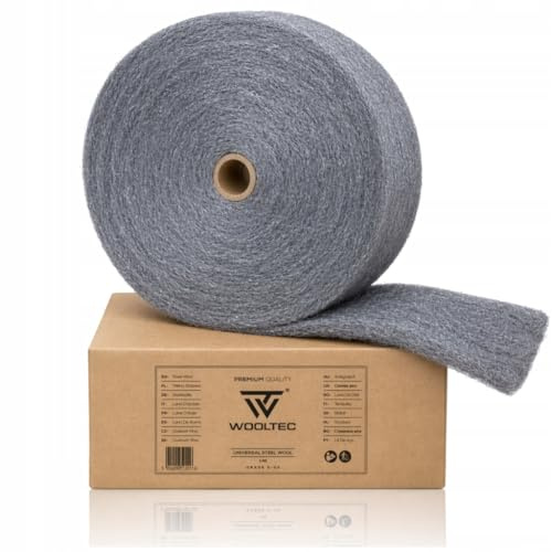Stahlwolle 1kg Rolle – Stahlschwamm 0+00 zum Reinigen, Polieren & Renovieren von Metall, Holz & Stein – Schleifvlies Polierwolle WOOLTEC