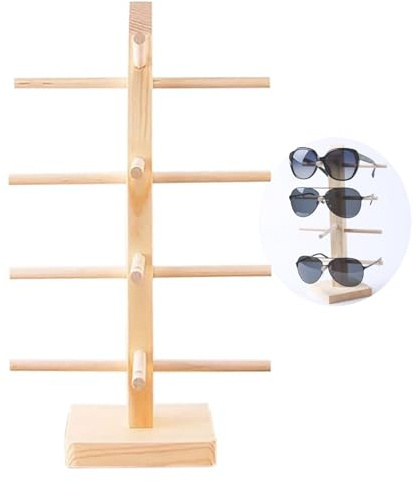 YIMINI Brillenhalter aus Holz, Sonnenbrillen Brillenständer, Robustes Eyewear Display für Zuhause und Geschäft für Sonnenbrillen, Kurzsichtigkeitsbrillen, Lesebrillen (Brillen-Stander für 4 Brillen)