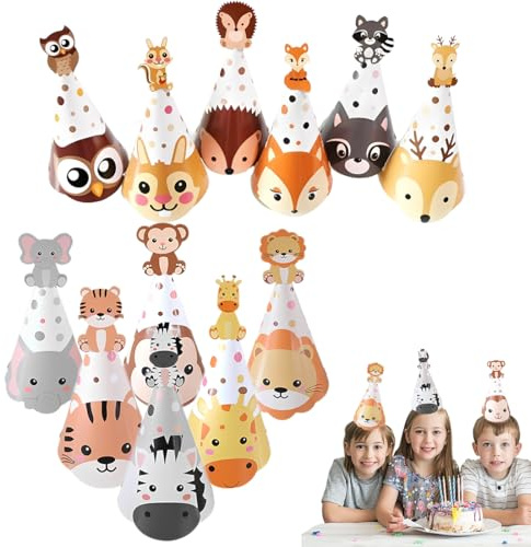 THQAE 12 Pezzi Cappellini Festa Compleanno,Cappelli Cono Cappello Corona, Cappellini Festa Compleanno Bambini, per feste di famiglia, per bambini e adul