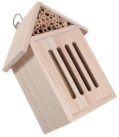 JUMPLAWN Natural Wood Insect Hotel Garden Outdoor Box Wooden Bee House for Ladybugs Butterfly Beetles Backyard Habitat Educational Bug Observation