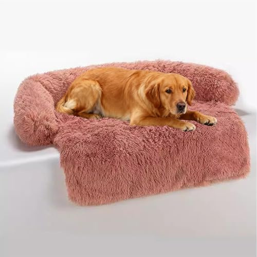 TALCON Lit apaisant pour chien et chat - Tapis orthopédique en peluche douce - Antidérapante et lavable - Pour chiens de grande et moyenne taille - Rose - 90 x 80 x 13 cm