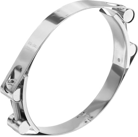 sourcing map T-Bolt Hose Clamp 140-150mm (5.5-5.9) 304 Stainless Steel Double Head Adjustable Intake Radiator Tube Clamps for Automotive Plumbing Industrial Intercooler Pipe