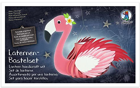 Ursus 18720008 - Laternen Bastelset, Flamingo, Set zum Basteln einer Laterne, für Kinder, inklusive Bastelanleitung, ideal für den nächsten Laternenlauf, Transparentpapier