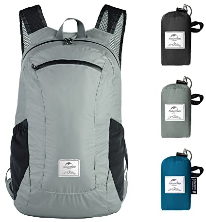 Naturehike Ultra Leichtes Packbar Wasserdicht Wandern Daypack, Kleiner Rucksack Dauerhaft Handliche Faltbare Perfekt für Klettern Camping Rucksack Radfahren(Grau 18L)
