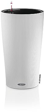 Lechuza CILINDRO Color 32 Self Watering Planter Garden Plastic Indoor and Outdoor Flower Plant Pot with Drainage Hole D32 H56 cm White